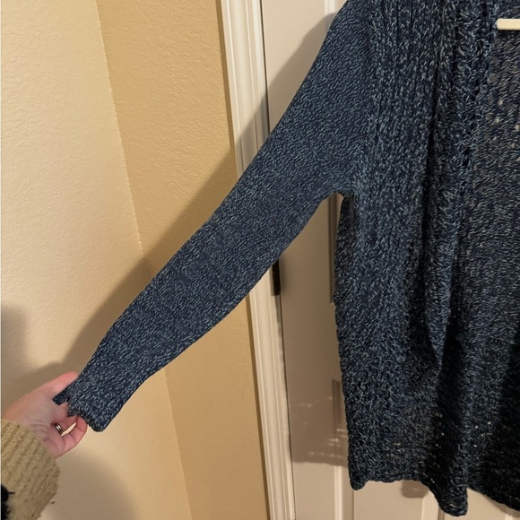 Eddie Bauer Open Front Two Tone Blue Knit Cardigan Sweater Size XL - Picture 4 of 10